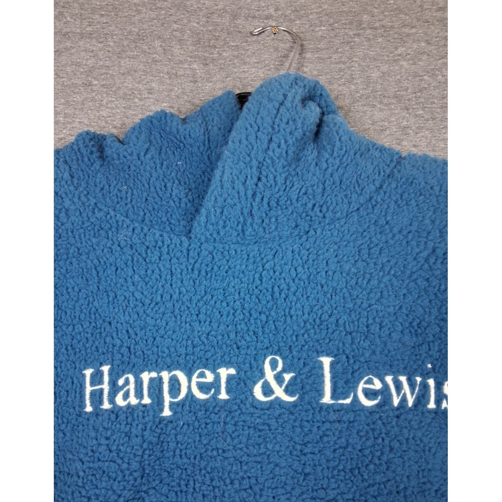Harper Lewis Womens Hoodie Large Blue‎ Plush Fleece Sherpa Pullover Spellout